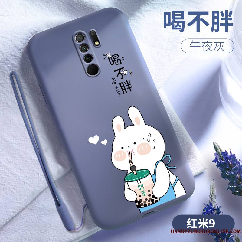 Redmi 9 Créatif Dessin Animé Coque Bleu Silicone Nouveau Personnalité