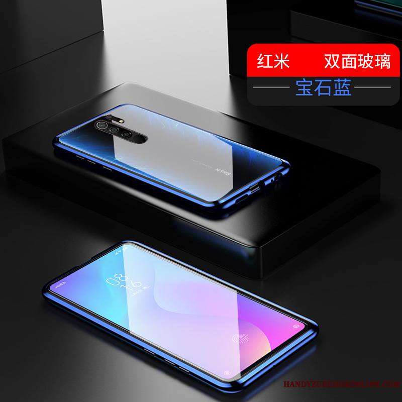 Redmi 9 Étui Coque De Téléphone Magnétisme Petit Verre Tout Compris Rouge