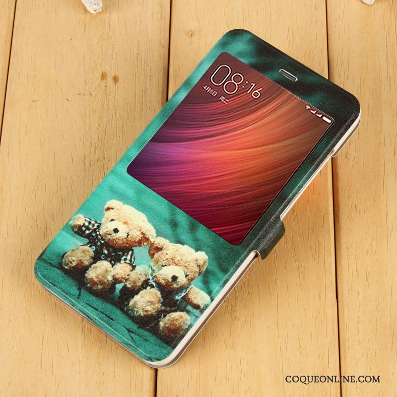 Redmi Note 4x Clamshell Étui Étui En Cuir Mesh Coque De Téléphone Rouge Vert