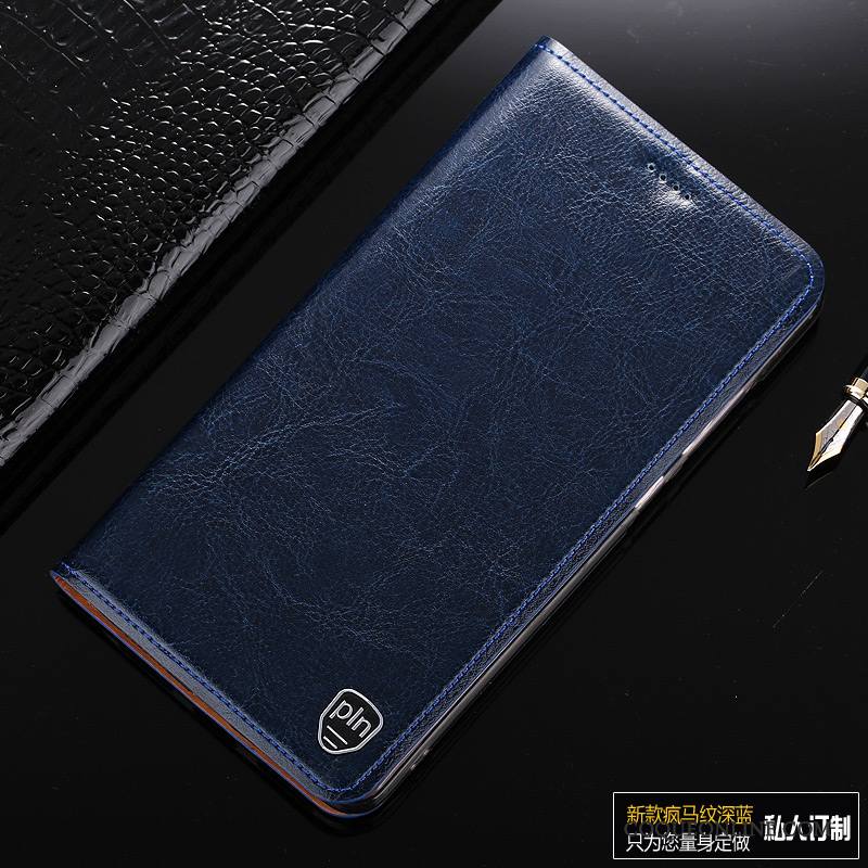 Redmi Note 4x Coque De Téléphone Rouge Étui En Cuir Bleu Incassable Protection Cuir Véritable