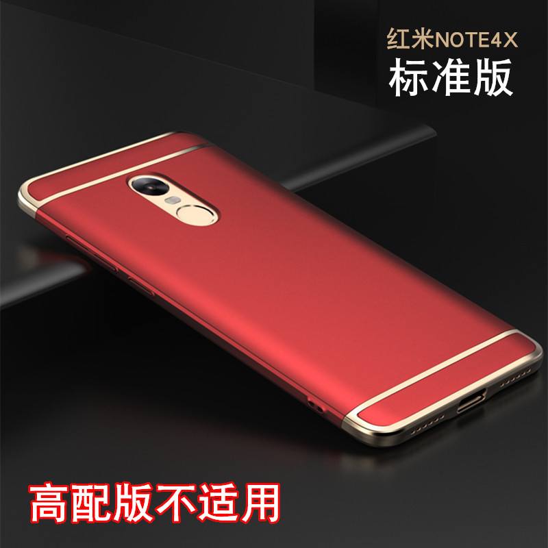 Redmi Note 4x Coque Difficile Protection Incassable Délavé En Daim Métal Rouge Étui