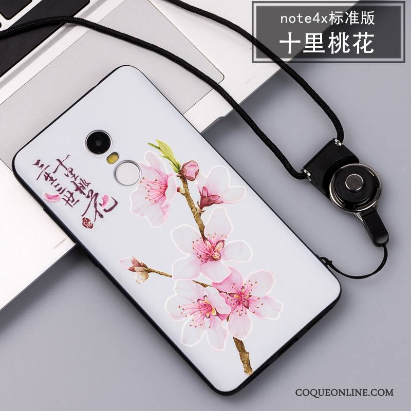 Redmi Note 4x Coque Silicone Incassable Étui Ornements Suspendus Rose Gaufrage Fluide Doux