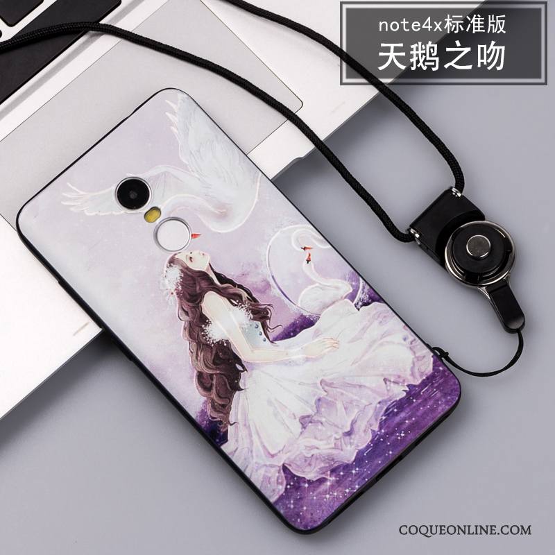 Redmi Note 4x Coque Silicone Incassable Étui Ornements Suspendus Rose Gaufrage Fluide Doux