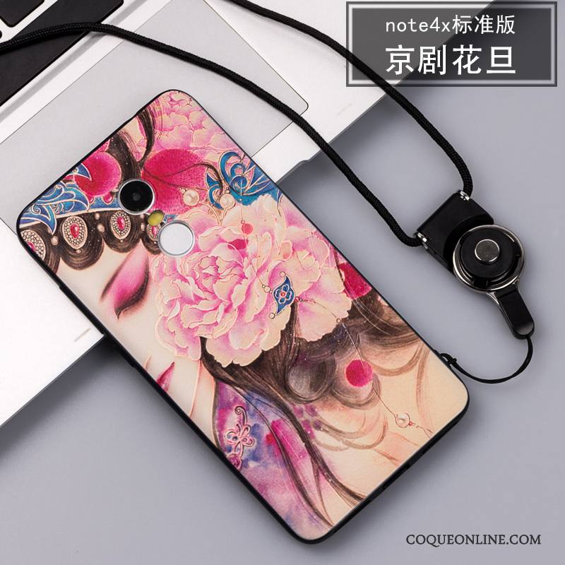 Redmi Note 4x Coque Silicone Incassable Étui Ornements Suspendus Rose Gaufrage Fluide Doux