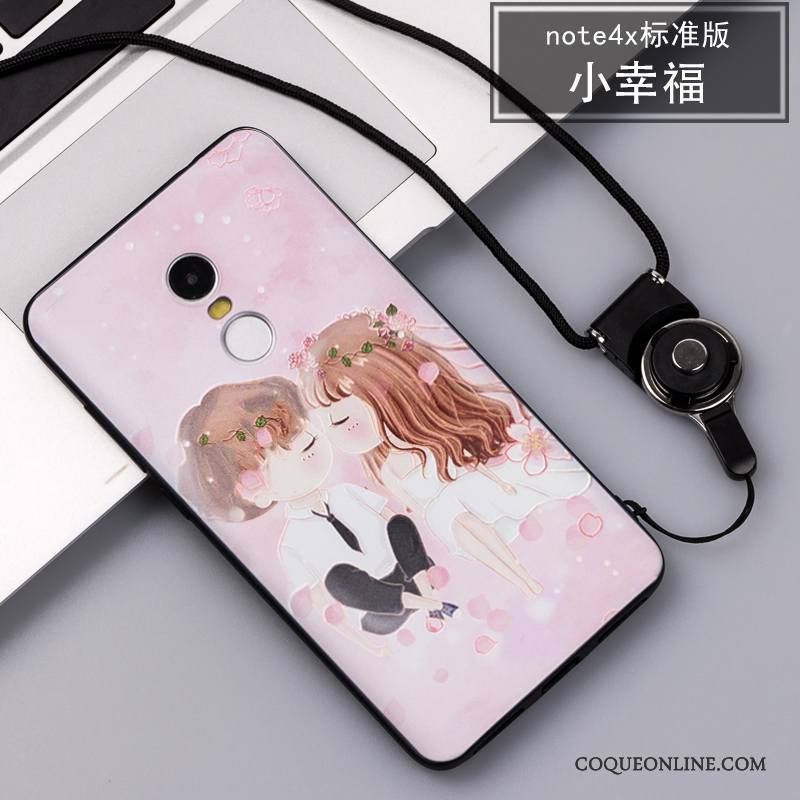 Redmi Note 4x Coque Silicone Incassable Étui Ornements Suspendus Rose Gaufrage Fluide Doux