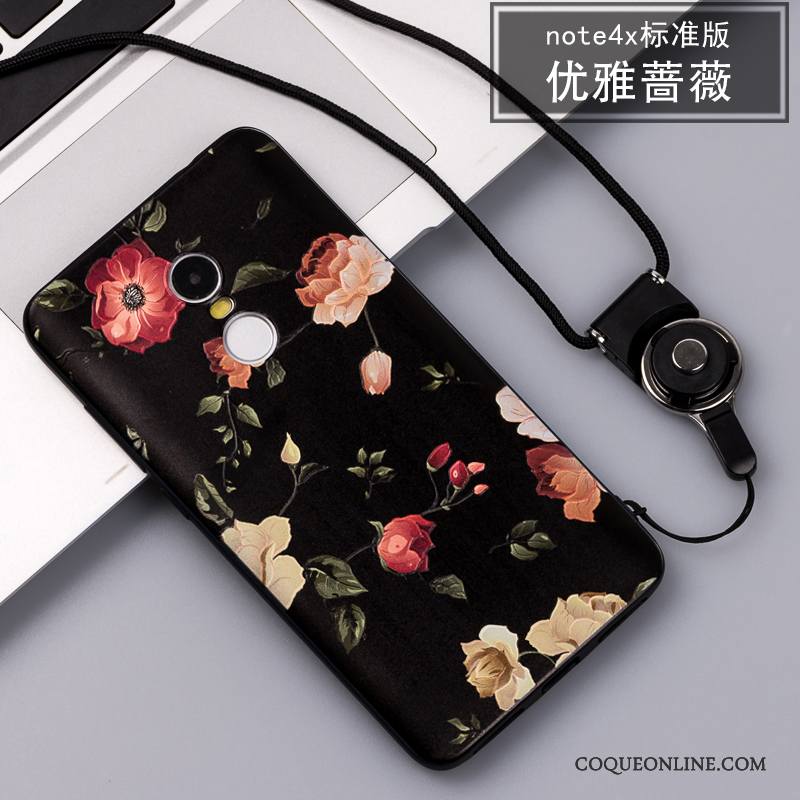 Redmi Note 4x Coque Silicone Incassable Étui Ornements Suspendus Rose Gaufrage Fluide Doux