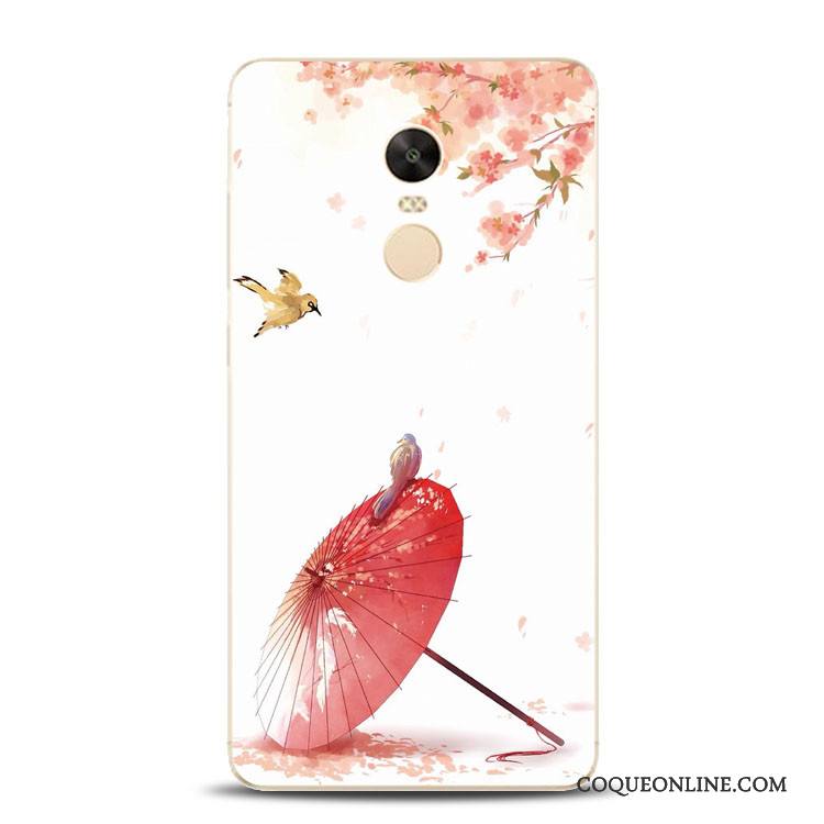 Redmi Note 4x Fleur De Pêche Silicone Rose Coque Fluide Doux Incassable Rouge
