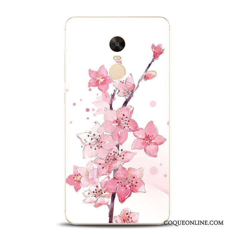 Redmi Note 4x Fleur De Pêche Silicone Rose Coque Fluide Doux Incassable Rouge