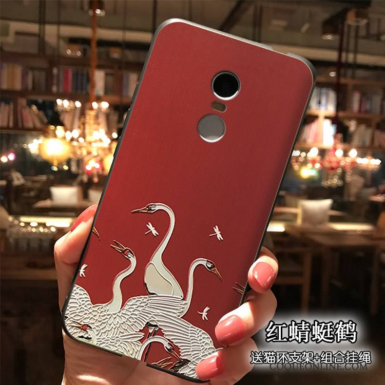 Redmi Note 4x Fluide Doux Délavé En Daim Rouge Coque De Téléphone Support Haute Noir