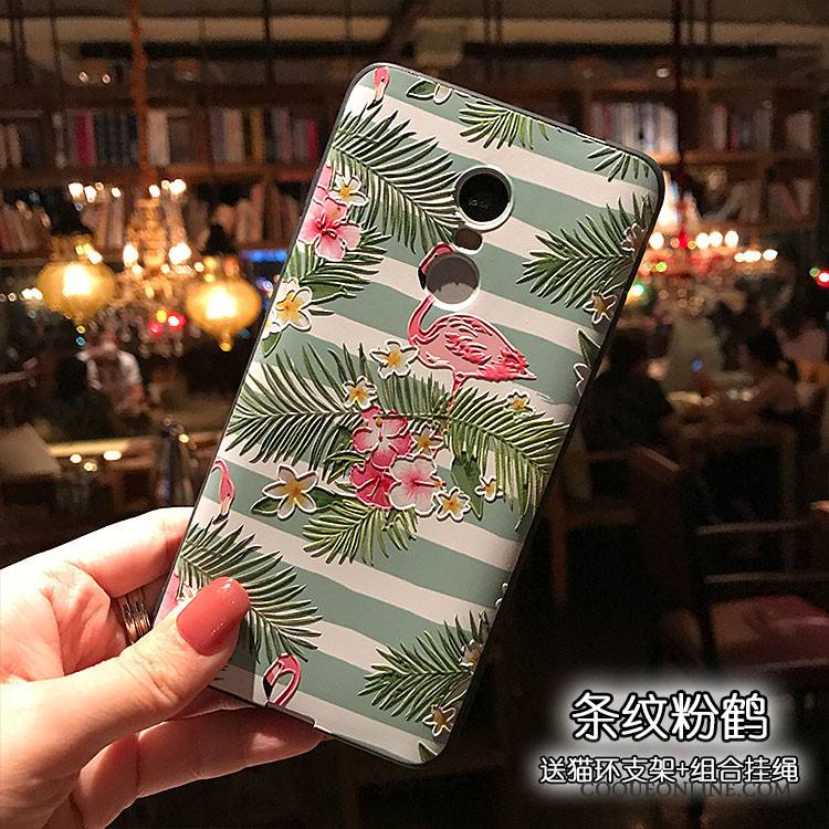 Redmi Note 4x Haute Gaufrage Rouge Vert Fluide Doux Coque De Téléphone