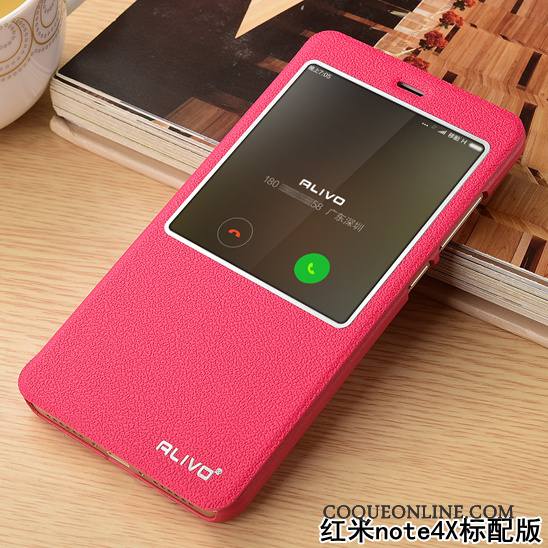 Redmi Note 4x Étui Coque De Téléphone Difficile Étui En Cuir Petit Or Rouge