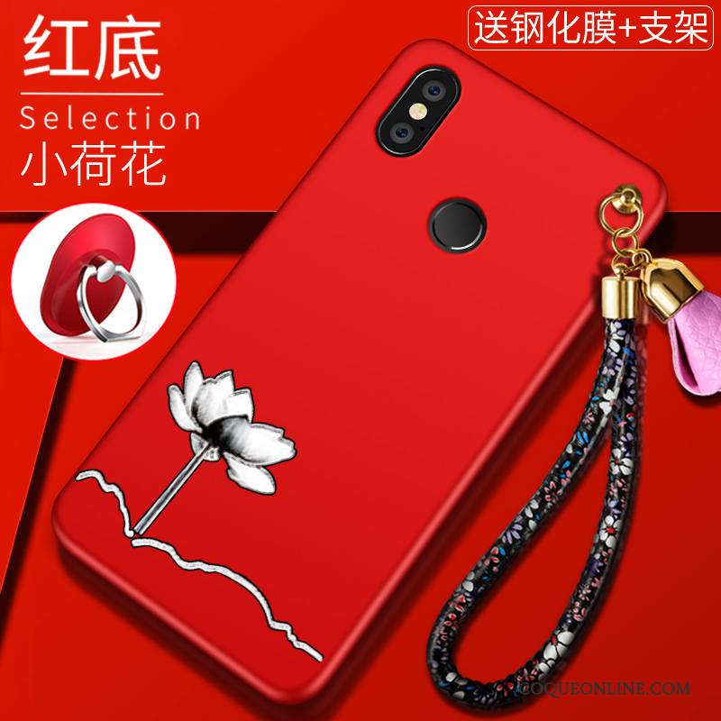 Redmi Note 5 Coque Délavé En Daim Fluide Doux Rouge Créatif Petit Personnalité Étui