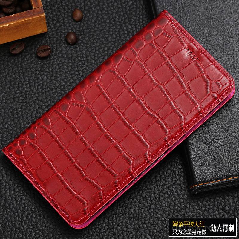 Redmi Note 5 Modèle Fleurie Rouge Coque De Téléphone Protection Téléphone Portable Housse Cuir Véritable