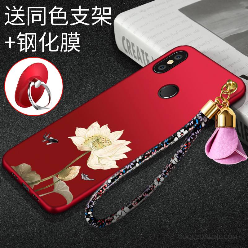 Redmi Note 5 Pro Coque Silicone Étui Tendance Rouge Délavé En Daim Nouveau Téléphone Portable