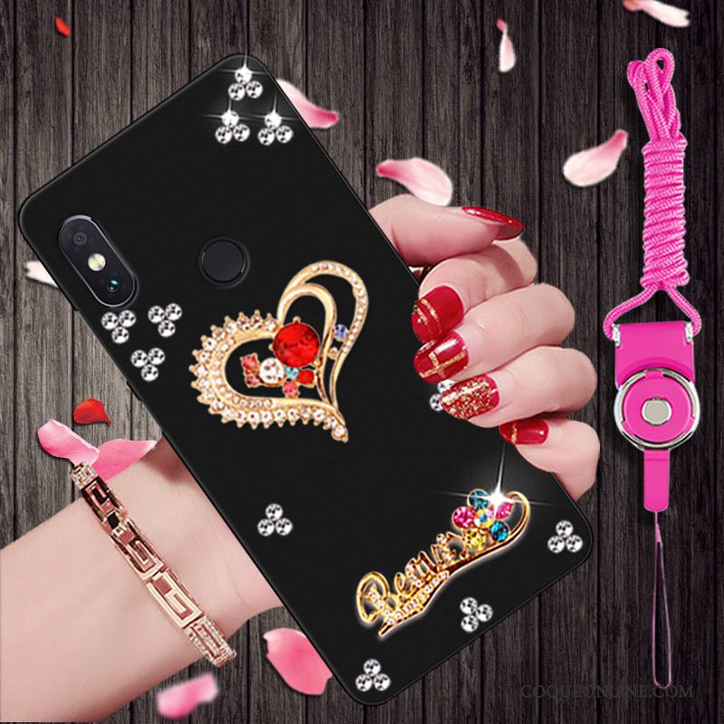 Redmi Note 5 Pro Petit Noir Rouge Étui Strass Fluide Doux Coque