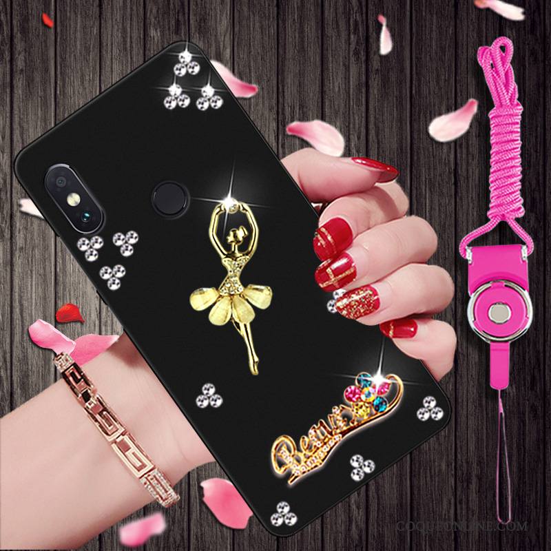 Redmi Note 5 Pro Petit Noir Rouge Étui Strass Fluide Doux Coque