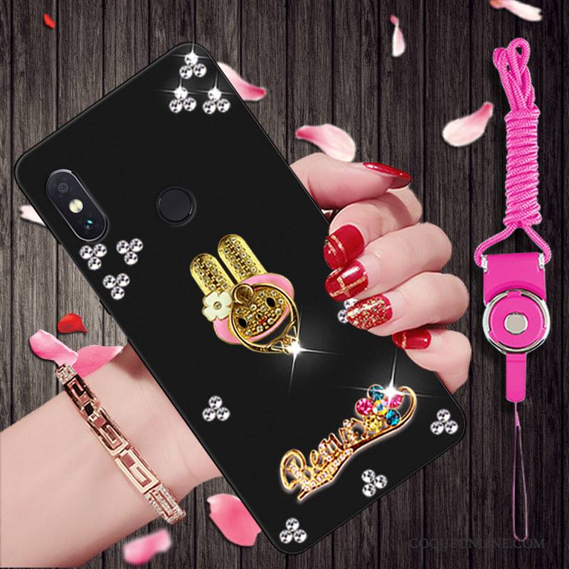 Redmi Note 5 Pro Petit Noir Rouge Étui Strass Fluide Doux Coque