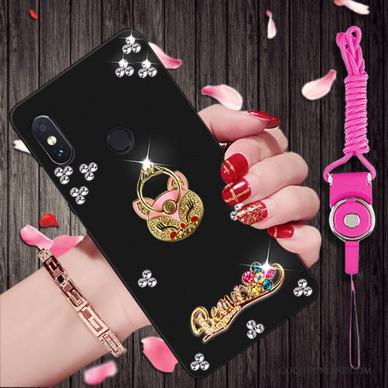 Redmi Note 5 Pro Petit Noir Rouge Étui Strass Fluide Doux Coque