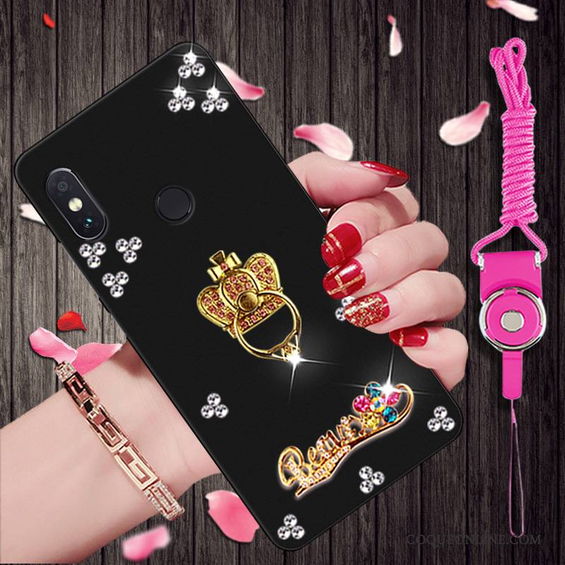 Redmi Note 5 Pro Petit Noir Rouge Étui Strass Fluide Doux Coque