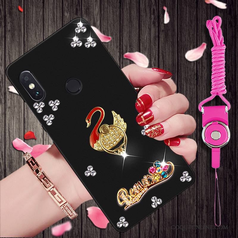 Redmi Note 5 Pro Petit Noir Rouge Étui Strass Fluide Doux Coque