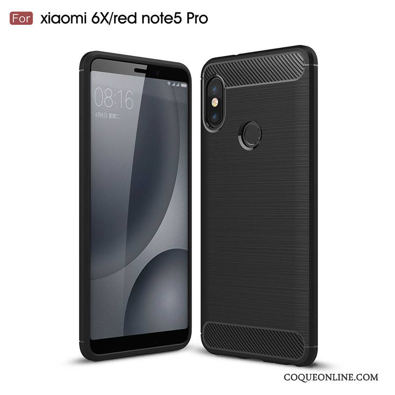 Redmi Note 5 Pro Protection Tout Compris Rouge Coque De Téléphone Silicone Gris Fibre