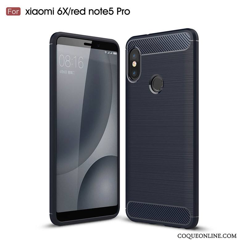 Redmi Note 5 Pro Protection Tout Compris Rouge Coque De Téléphone Silicone Gris Fibre