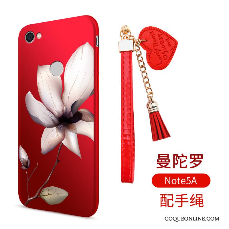 Redmi Note 5a Coque Incassable Silicone Rouge Ornements Suspendus Fluide Doux Tout Compris Étui