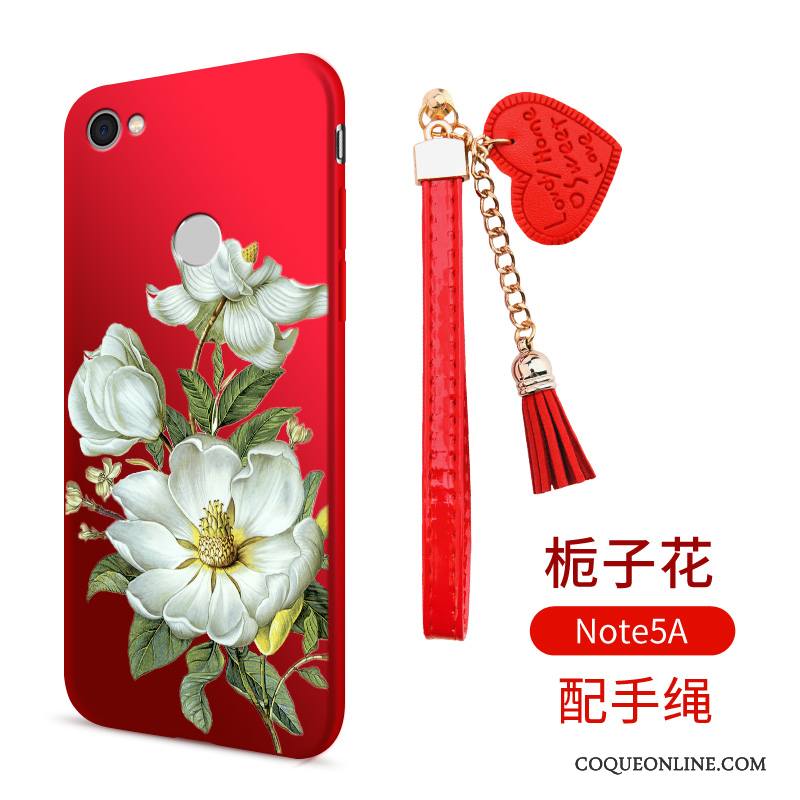 Redmi Note 5a Coque Incassable Silicone Rouge Ornements Suspendus Fluide Doux Tout Compris Étui