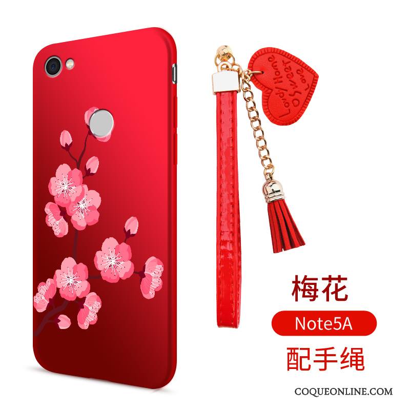 Redmi Note 5a Coque Incassable Silicone Rouge Ornements Suspendus Fluide Doux Tout Compris Étui