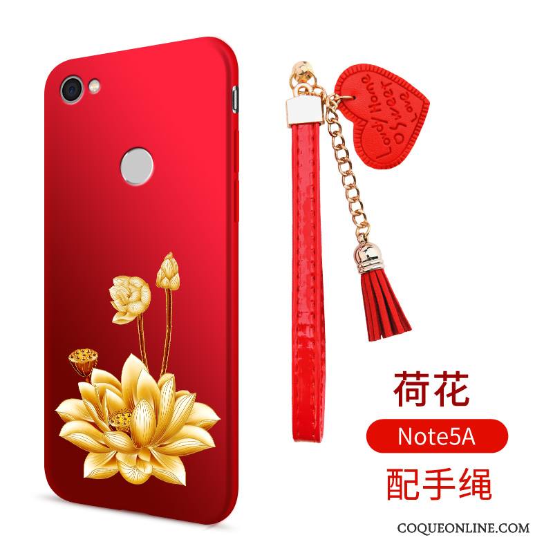 Redmi Note 5a Coque Incassable Silicone Rouge Ornements Suspendus Fluide Doux Tout Compris Étui