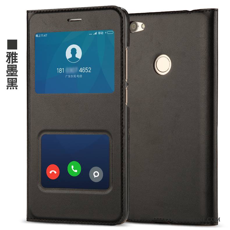 Redmi Note 5a Incassable Protection Rouge Noir Clamshell Étui En Cuir Coque De Téléphone
