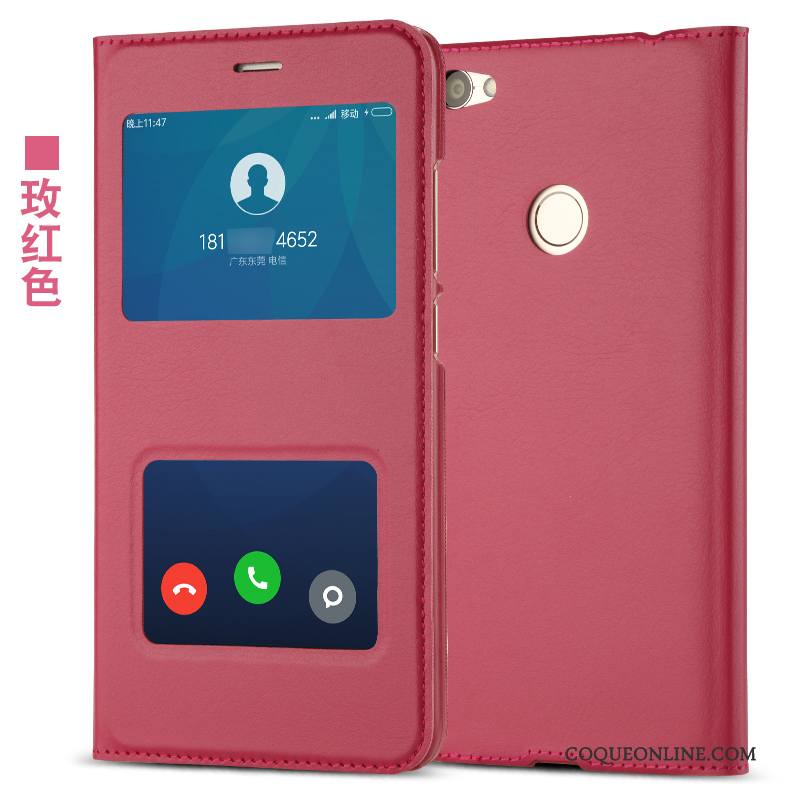 Redmi Note 5a Incassable Protection Rouge Noir Clamshell Étui En Cuir Coque De Téléphone