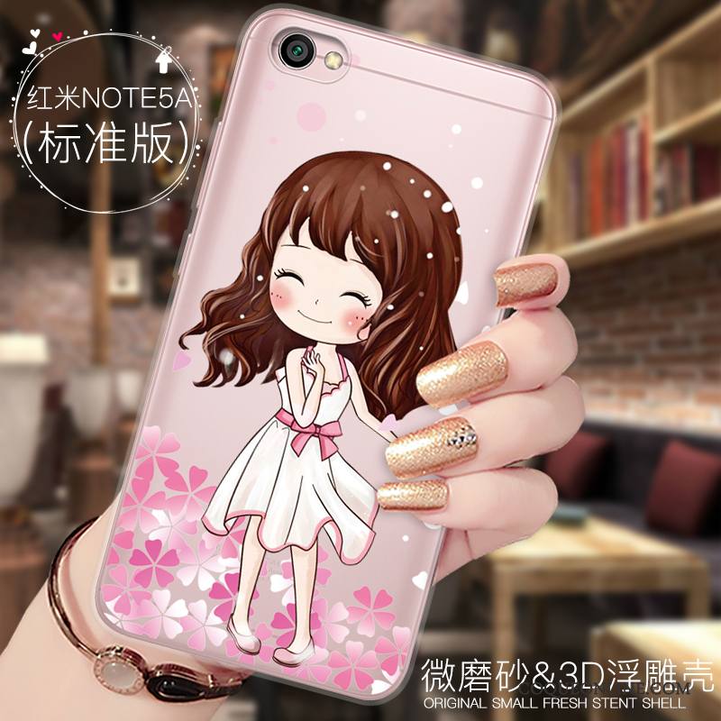 Redmi Note 5a Ornements Suspendus Dessin Animé Incassable Tout Compris Coque De Téléphone Silicone Rouge