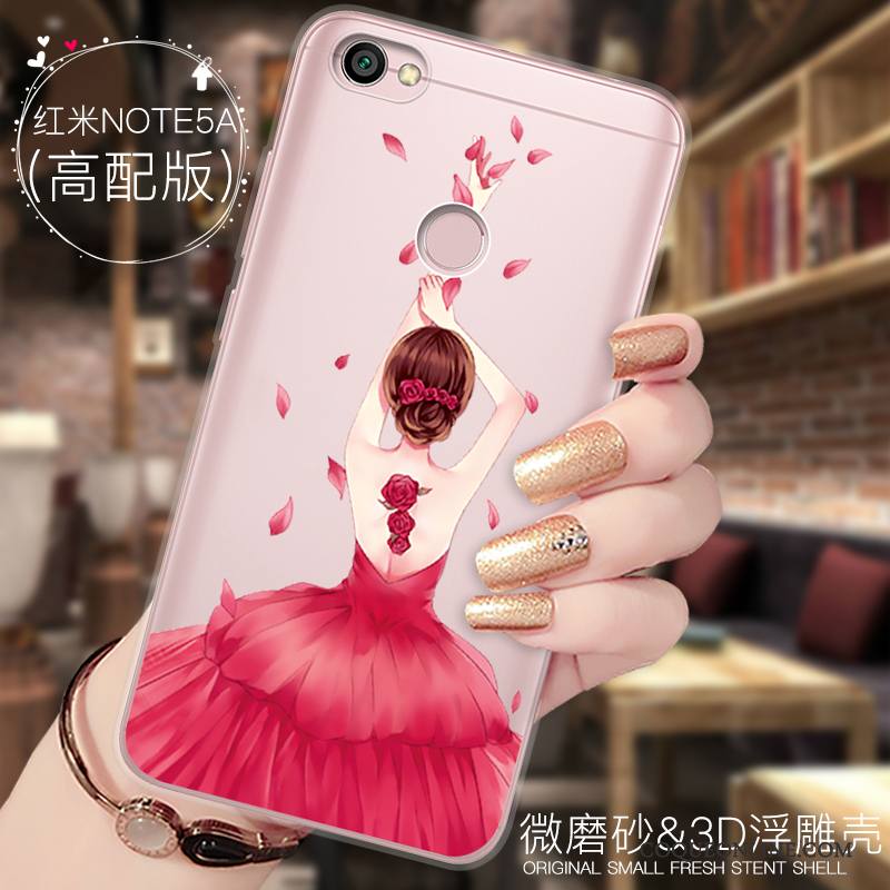 Redmi Note 5a Ornements Suspendus Dessin Animé Incassable Tout Compris Coque De Téléphone Silicone Rouge