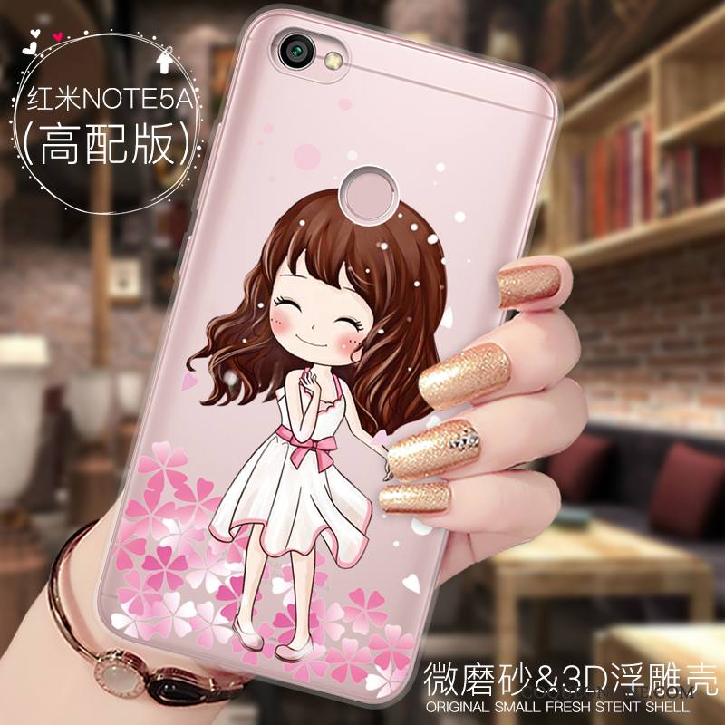 Redmi Note 5a Ornements Suspendus Dessin Animé Incassable Tout Compris Coque De Téléphone Silicone Rouge