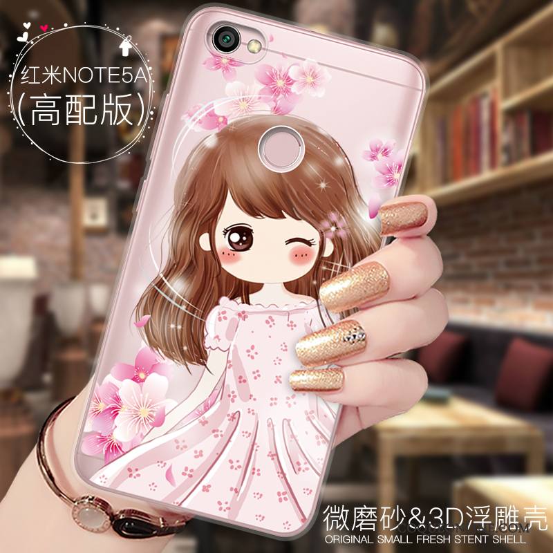 Redmi Note 5a Ornements Suspendus Dessin Animé Incassable Tout Compris Coque De Téléphone Silicone Rouge