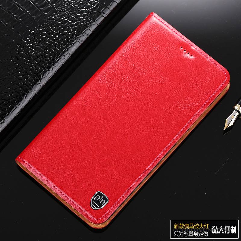 Redmi Note 5a Petit Cuir Véritable Étui En Cuir Coque De Téléphone Téléphone Portable Rouge