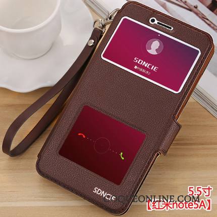 Redmi Note 5a Protection Rouge Housse Coque Étui En Cuir Fluide Doux De Téléphone