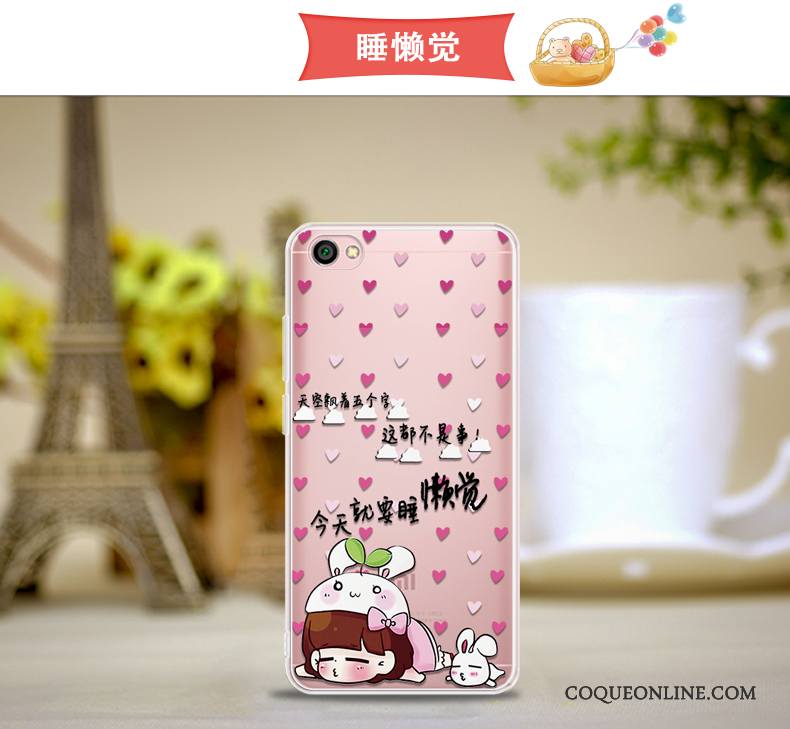 Redmi Note 5a Transparent Rouge Rose Silicone Coque Étui Petit