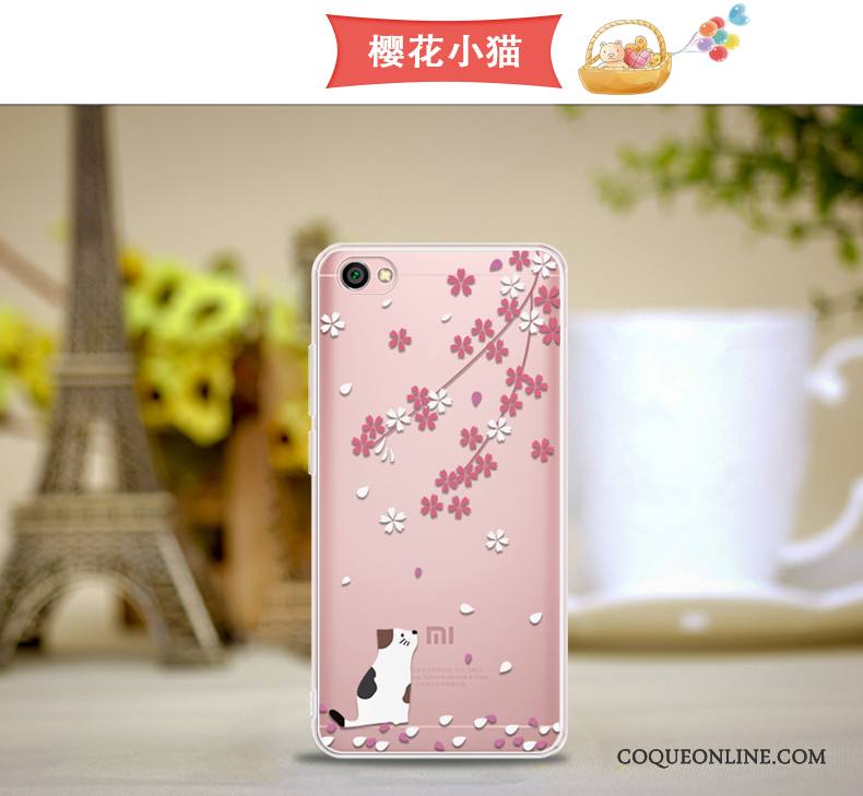 Redmi Note 5a Transparent Rouge Rose Silicone Coque Étui Petit