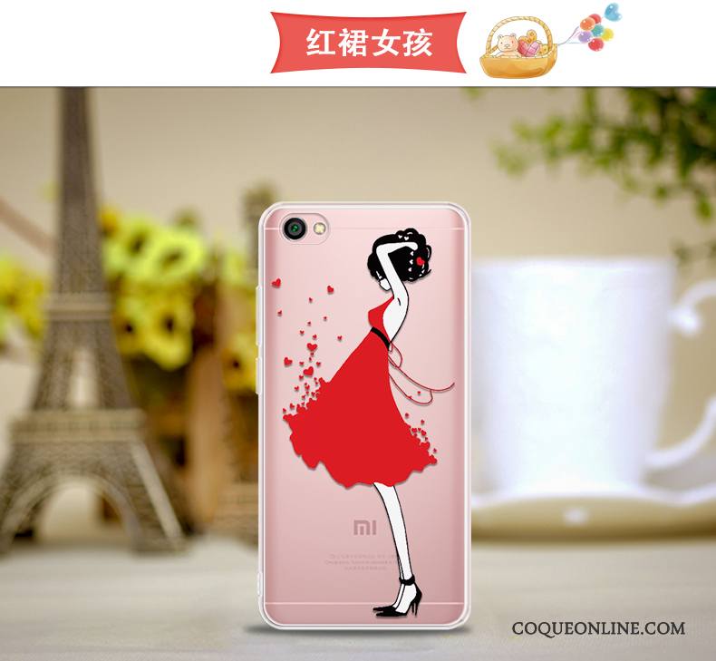 Redmi Note 5a Transparent Rouge Rose Silicone Coque Étui Petit