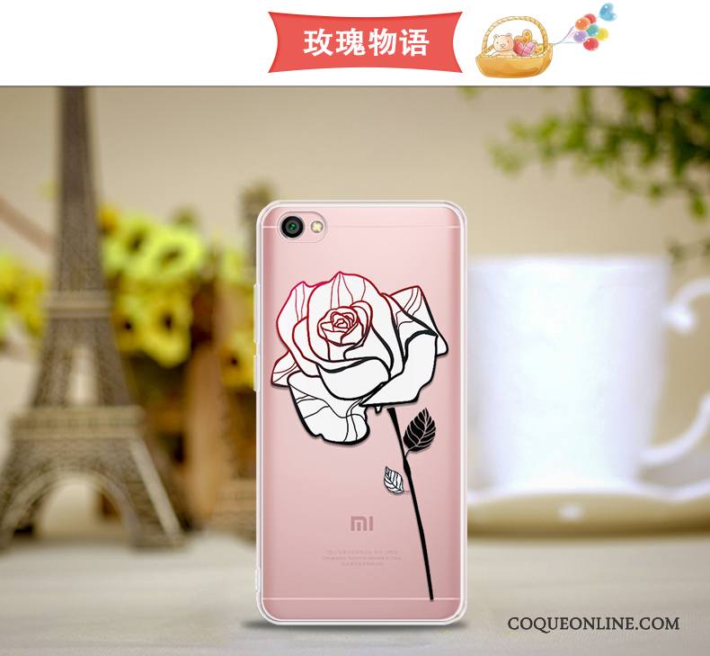 Redmi Note 5a Transparent Rouge Rose Silicone Coque Étui Petit