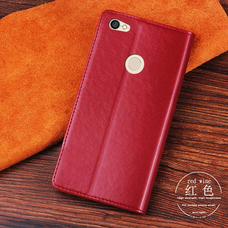 Redmi Note 5a Étui Coque De Téléphone Incassable Rouge Étui En Cuir Tout Compris Protection
