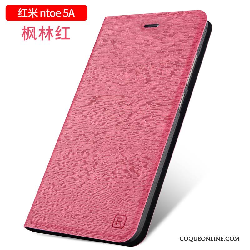 Redmi Note 5a Étui En Cuir Clamshell Incassable Coque De Téléphone Protection Rouge