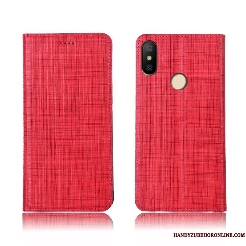 Redmi Note 6 Pro Coque Bleu Étui Étui En Cuir Tout Compris Incassable Cuir Véritable Silicone