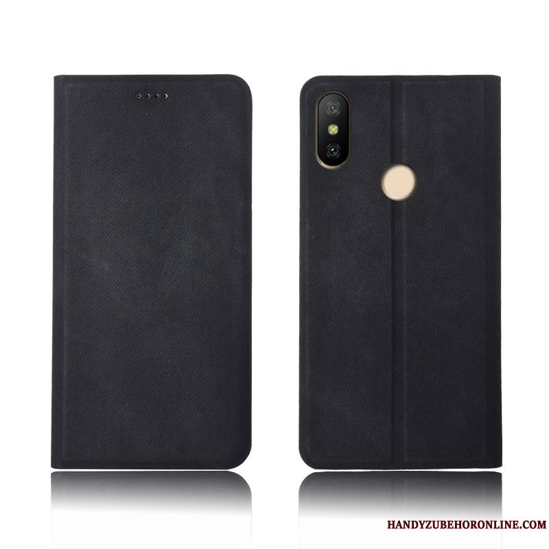 Redmi Note 6 Pro Coque Rouge Étui En Cuir Clamshell Nouveau Incassable Protection Denim