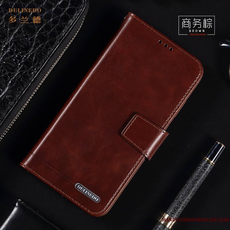 Redmi Note 6 Pro Coque Rouge Étui En Cuir Petit Invisible Tout Compris Support Incassable