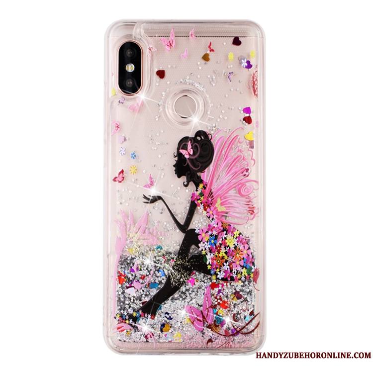 Redmi Note 6 Pro Coque Tout Compris Étui Incassable Rose Petit Liquide Téléphone Portable