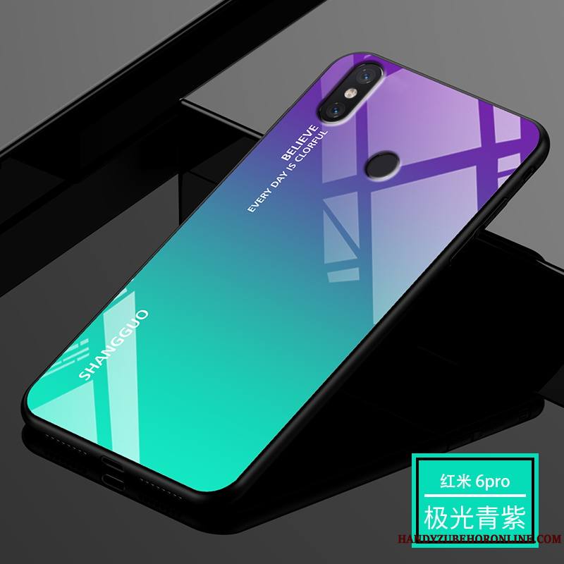 Redmi Note 6 Pro Incassable Violet Coque Tendance Verre De Téléphone Étui