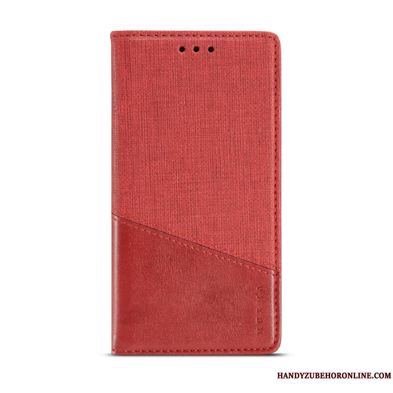Redmi Note 6 Pro Petit Incassable Carte Étui En Cuir Rouge Coque De Téléphone Fluide Doux